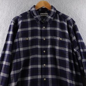 Barbour Tailored Fit Plaid Flannel Long‎ Sleeve Button Up Shirt Mens L Outdoor